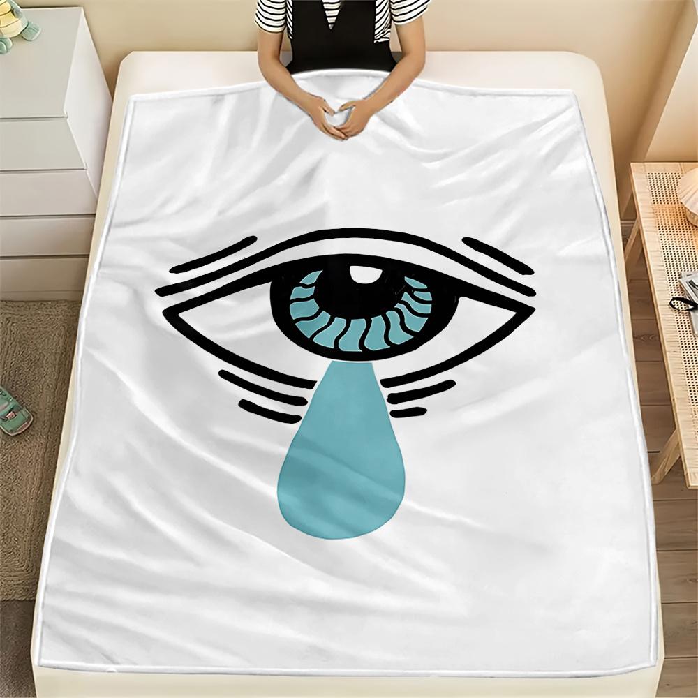 Blue Eye Tear Flannel Throw Blanket – Stylish Aesthetic Design, Soft Cozy Fleece for Couch, Bed, Office & Travel