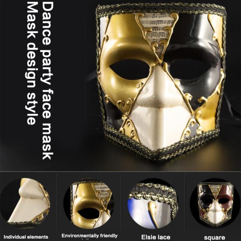 Classical Venetian Mens Masquerade Mask Full Face Lace Trim Phantom Styles Eyemask for Cosplay Costume Parties Accessory