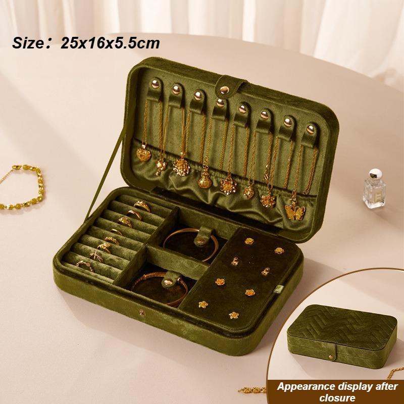 

Velvet Jewelry Box Woman Earring Ring Storage Boxes Luxury Necklace Bracelet Organizer Box Portable Travel Jewelry Boxes зелёный