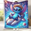 Cartoon S-Stitch Kawaii Flannel Blanket,Ultra Soft Warm Plush Throw for Home Bedroom Bed Sofa Cover Camping Picnic Gift Kids