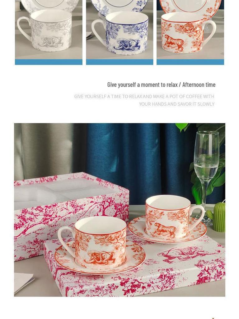 D Home Luxurious Coffee & Tea Set: Cup & Saucer for Two in Gift Box – Elegant Tableware for Afternoon Tea