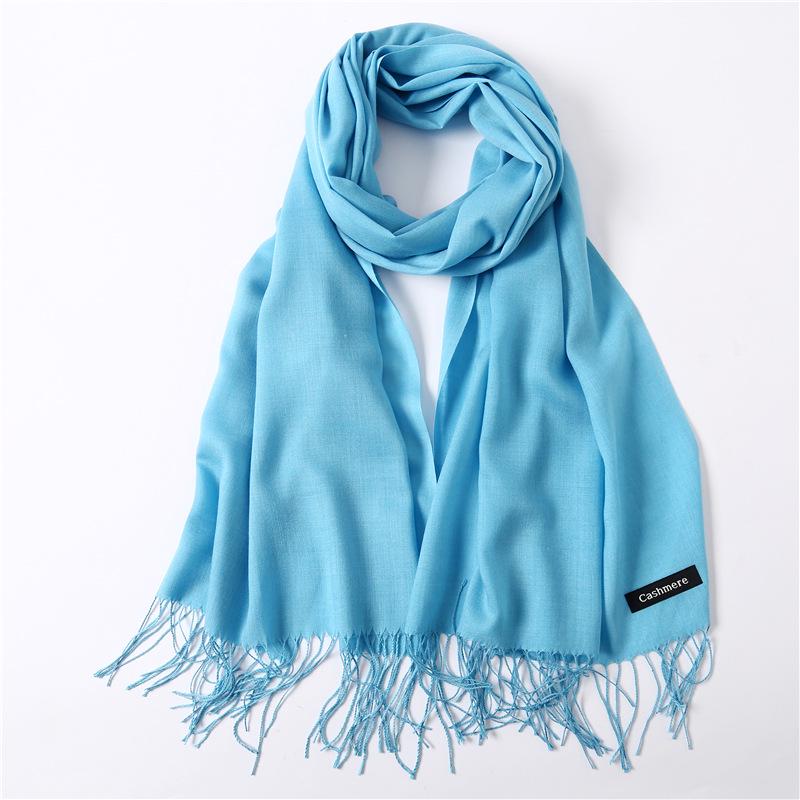 Women's Solid Color Faux Cashmere Scarf, Lightweight Shawl for Spring/Summer & Warm Autumn/Winter Malaysian Headscarf.