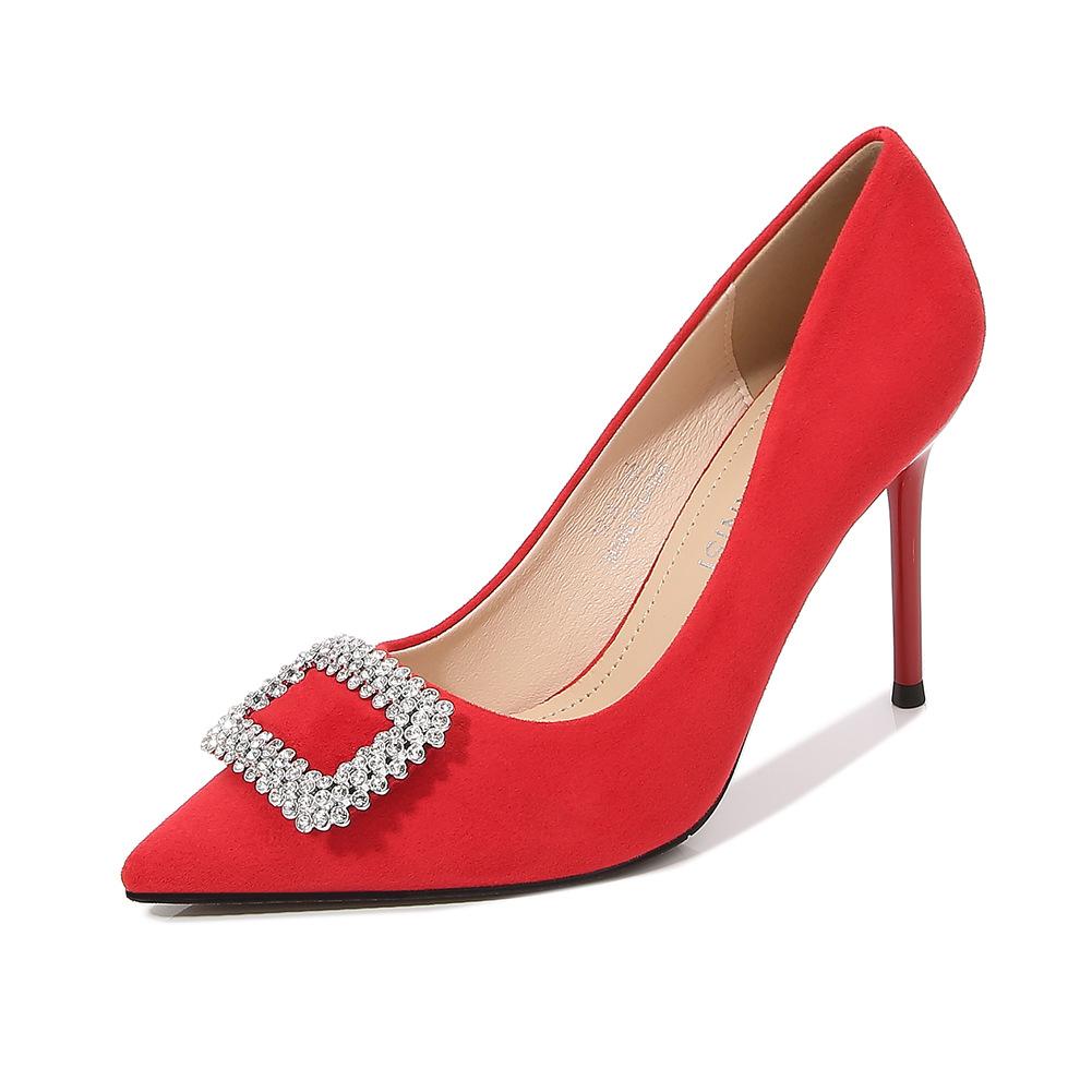 

Banquet Fashion Large Size Women s Shoes Fashion Pointed Shallow Mouth Rhinestones Celebrity High Heels 37 красный