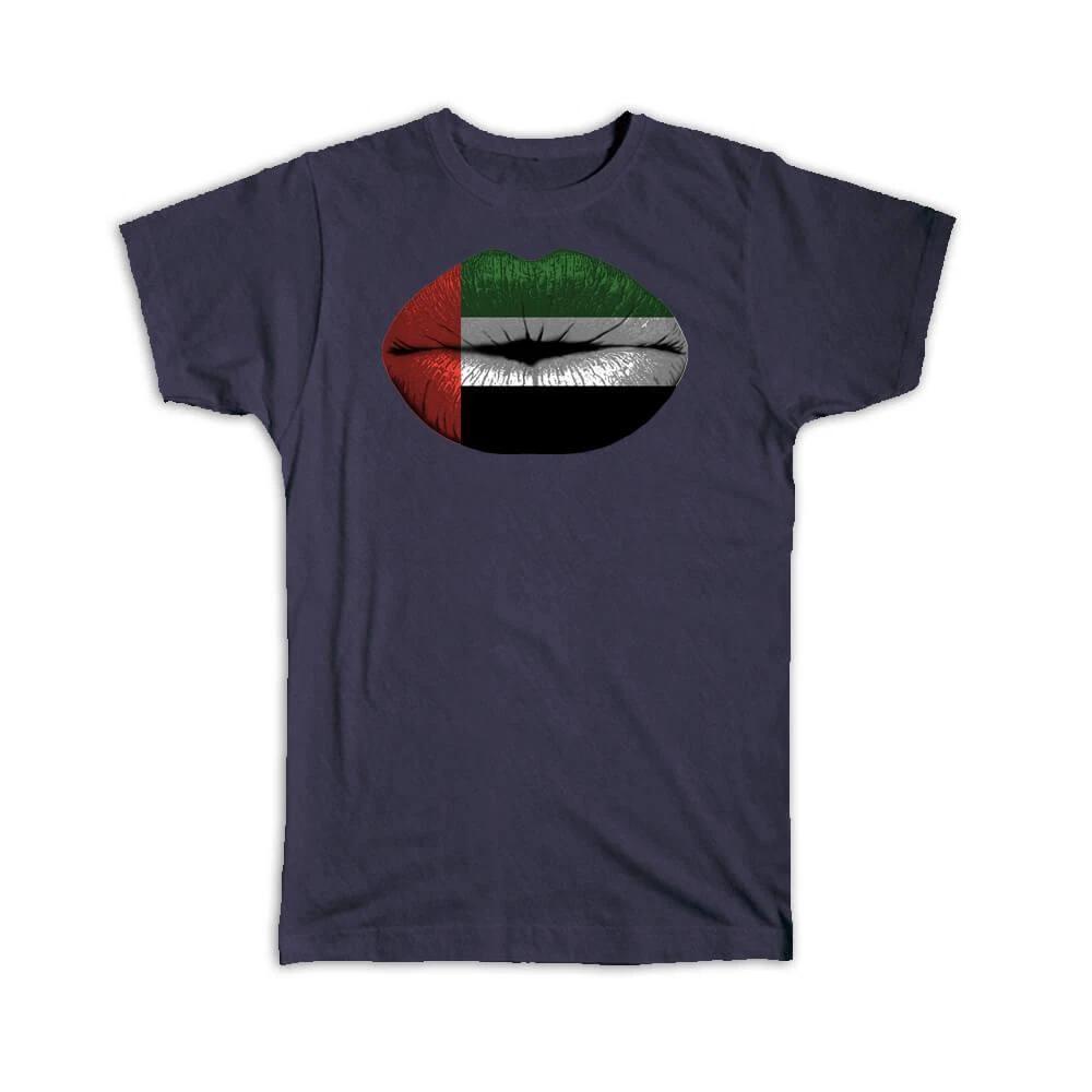 Gift T-Shirt : Lips United Arab Emirates Flag Emirati Expat Country For Her XL