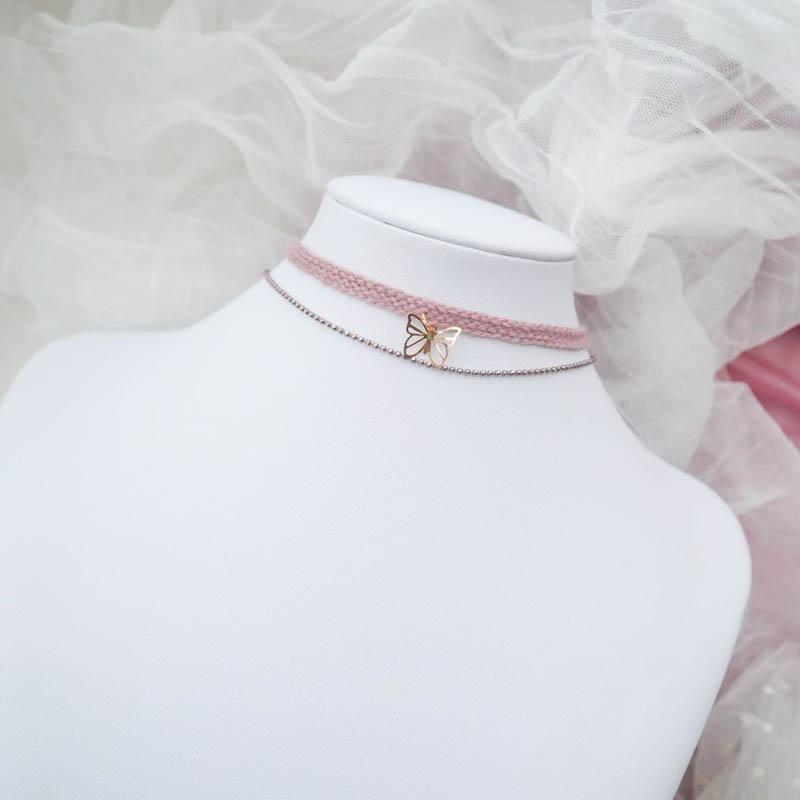 Purple Choker Necklace for Women Fashion Pearl Lace Butterfly Daisy Flower Heart Moon Clavicle Jewelry Accessory Ideal Gift