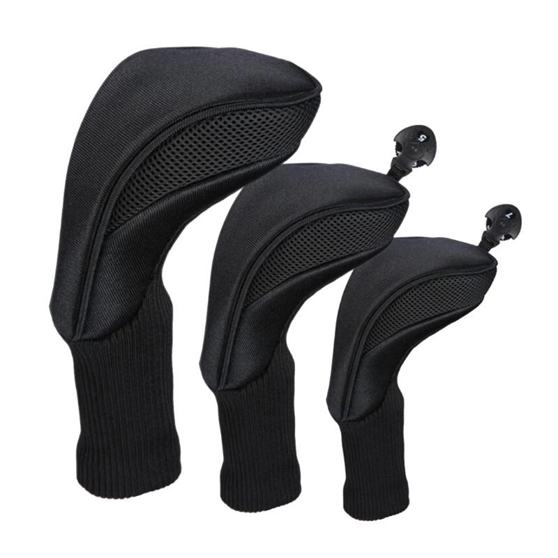 

Long Neck 3pcs Golf Club Protective Sleeve Outdoor Club Head Accessories Covers чёрный