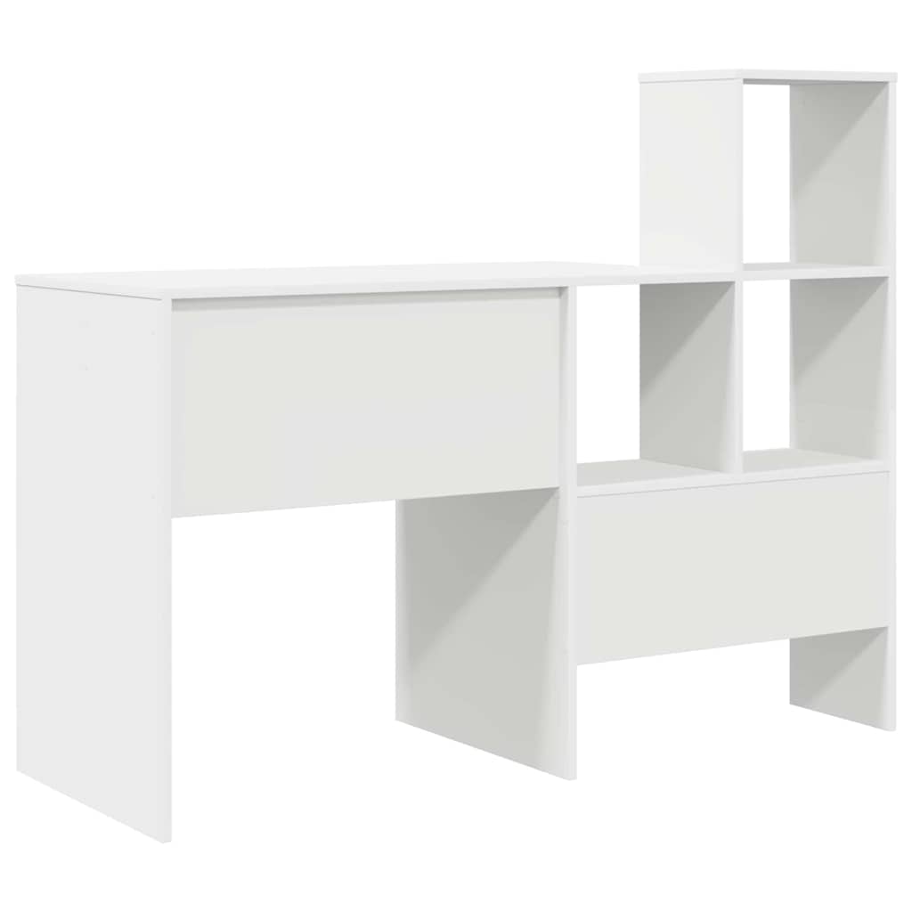 White Desk with Shelf 131.5 x 50 x 106.5 cm Engineered Wood