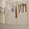 Wall Mounted Garment Rack, Gold Clothing Display Organizer, Load Bearing 110 lbs, Max Length 86.6In, Space Saving Storage Holder