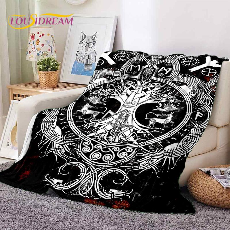 Nordic Viking Odin Valhalla Valknut Soft Blankets,Keep Warm Throw Blanket Comfortable Blanket for Picnic Beds Sofa Home Bedroom