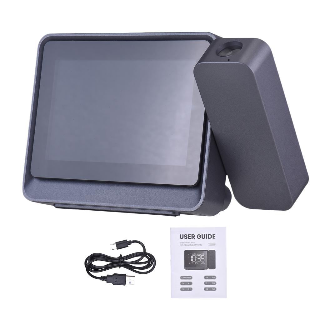 Projection Alarm Clock for Ceiling, Bluetooth Auto-Sync Time & Temp, Adjustable Focus Bedside Clock, Great for Kids Adults