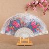 Leque Dobrável Leve Portátil Leque Vintage Elegante Renda Floral Padrão Leque de Mão Casamento Festa Acessório