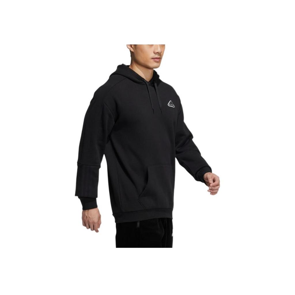 Adidas Logo Print Solid Hoodie Long Sleeve Men Tops Black HG1850