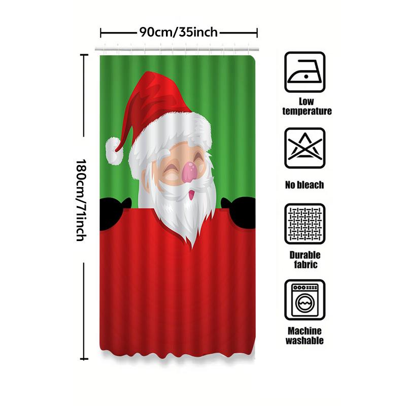 Tu Shower Curtain Christmas Santa Claus Festive Holiday Bathroom Decor Waterproof Fabric Xmas Pattern Backdrop Home Decoration G