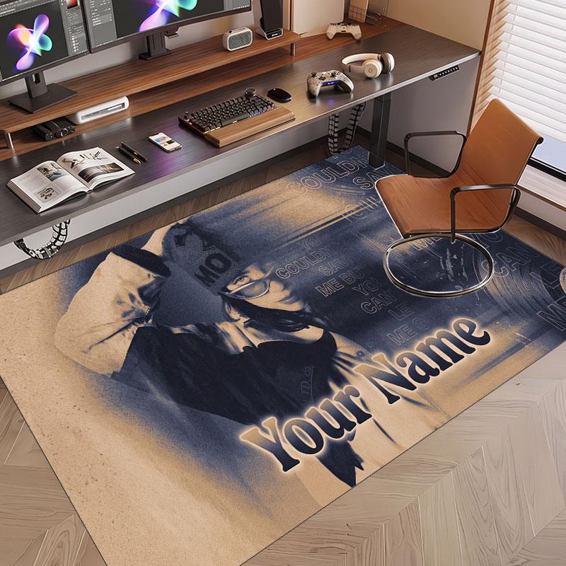 Custom Rug Billie Eilish Pattern Print Name Text Soft Non‑Slip Floor Carpet for Home Indoor Decoration