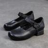 Fashion 2025 Autumn New Retro Mom's Shoe Head Layer Leather Single Shoes Comfortable Round Head Women's Shoes