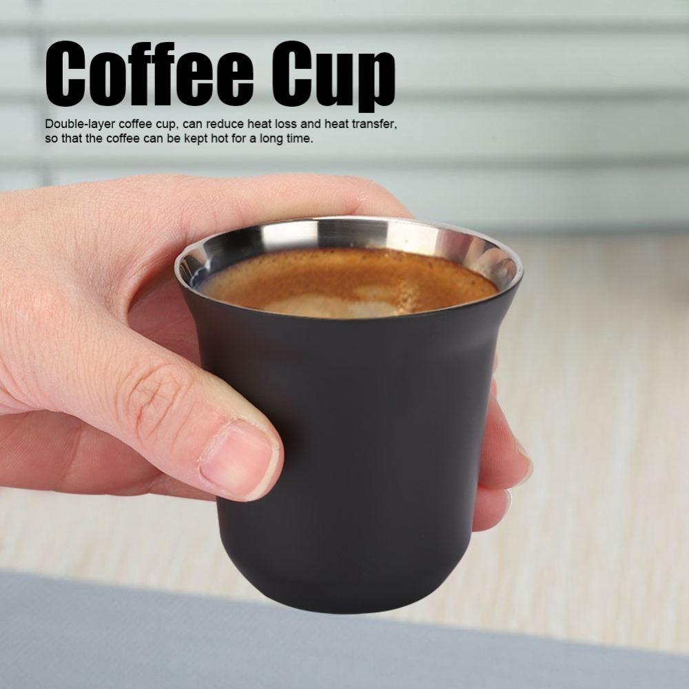 

Double Wall Double Layer Coffee Cup Matte Black Demitasse Cups Espresso Drinking чёрный