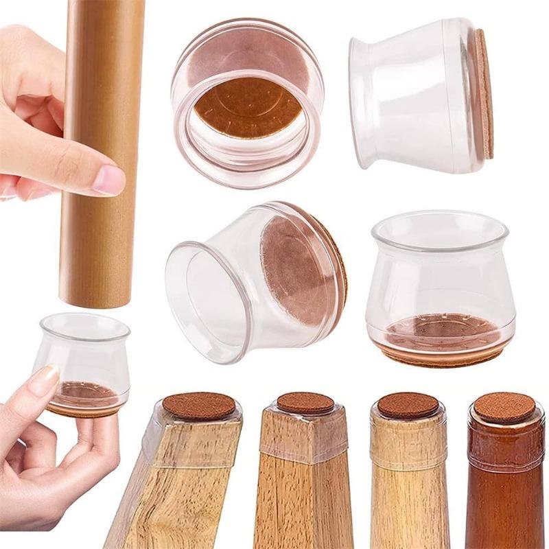 8/24pcs Silicone & Felt Chair Leg Floor Protectors - Anti-Scratch, Noise-Reducing Furniture Sliders for Protecting Hardwood/Tile Floors