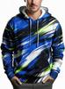 2026 Men's Hoodie Thin Autumn Winter Blue Green White Brush Stroke Print Long Sleeve Male Casual Sweatshirt Tops Clothes