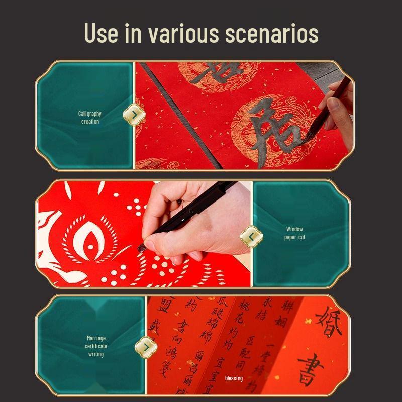 Thick Gold-Sprinkled Red Xuan Paper: Large Wedding, Moving, and Fu-Xi Character Cutouts