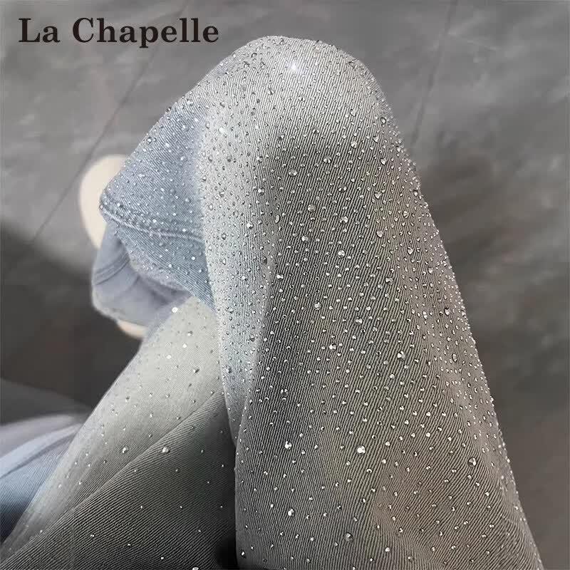 

La Chapelle Women s Starry Rhinestone Wide-Leg Jeans L