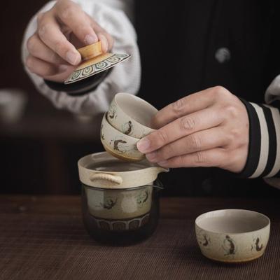 Dunhuang Merchandise Flying Portable Travel Kung Fu Tea Set Body Set One Pot Three Cups Express Travel Souvenirs