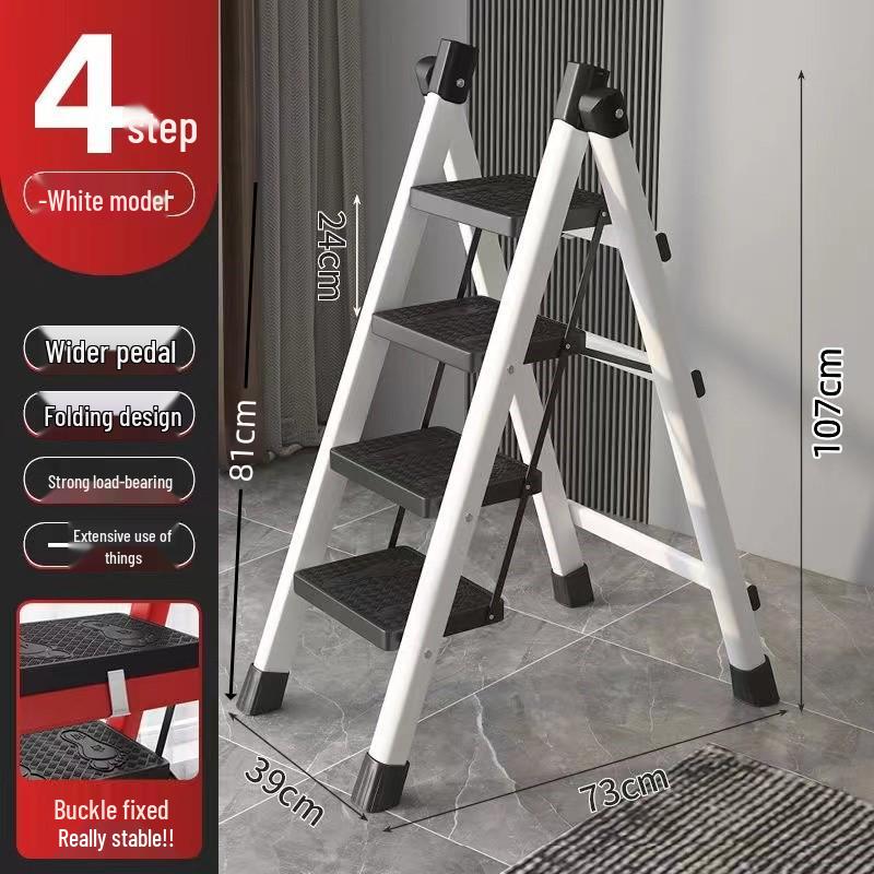 Multifunctional Folding Telescopic Indoor A-Frame Ladder, Portable 4-Step Household Climbing Ladder