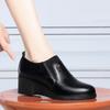 Deep Mouth Single Shoes Women's 2024 New Comfortable Women's Shoes Not Tired Feet Soft Leather Wedge Heel Mother Shoes Spring Black Leather Shoes