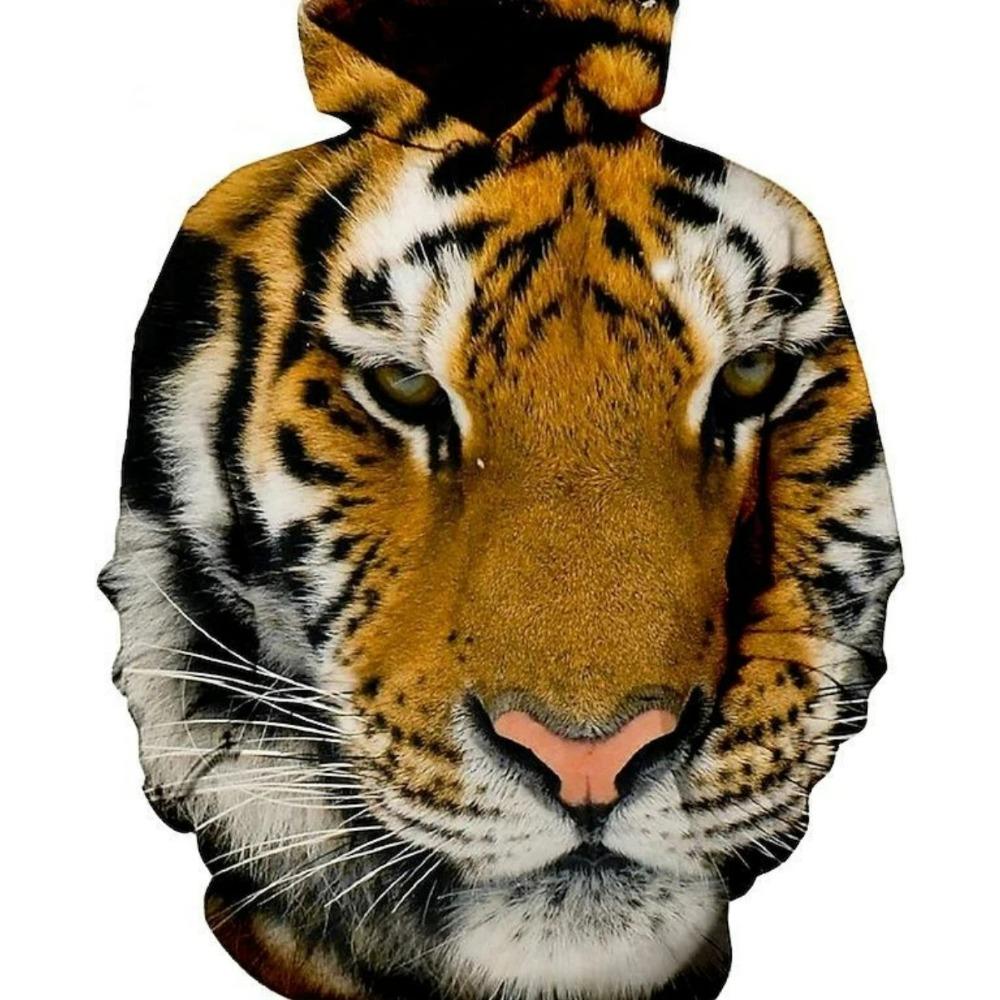 Moletom Masculino Estampado Animal 3D Moda Casual Outono Manga Longa Pulôver Mulher Exterior Rua