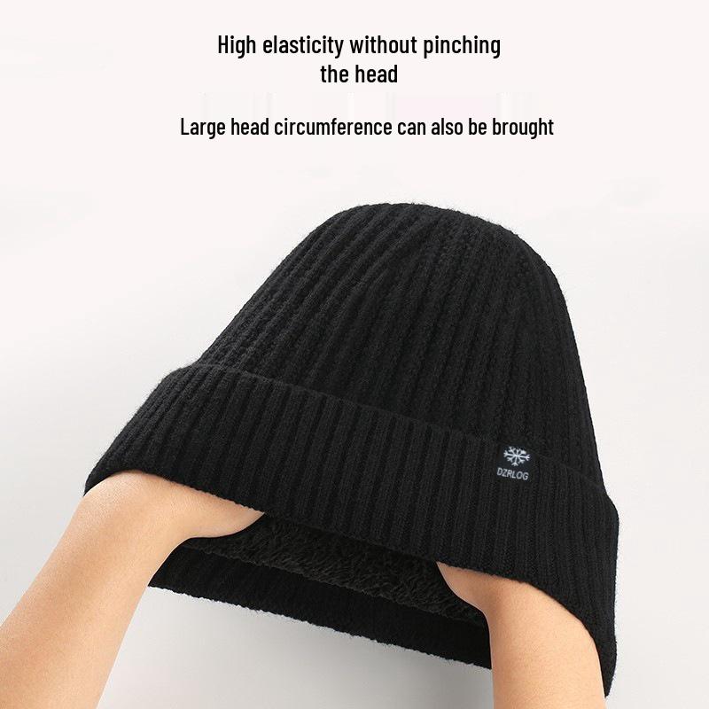 Men's Winter Knit Hat and Scarf Set with Ear Protection for Seniors