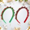 Christmas Headband Red Green Bell Decor Girls Headdress Holiday Season Party Hair Hoop Hair Accessory
