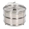 2-Tier Steam Pot 304 Stainless Steel Steaming Pot Durable Stackable Steamer  Pot-in-Pot Cooking