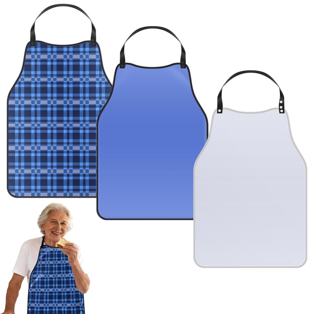 3Pcs Adult Bibs for Elderly Waterproof Dining Clothing Protectors Reusable Apron with Crumb Catcher for Special Needs