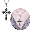 Punk Barock Kreuz Anhänger Halskette Mode Gothic Choker Halskette mit Kristallen