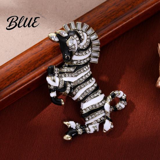 Rainbow Horse Pin Brooch Horse-Themed Zine Alloy with Inlaid Crystals
