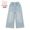Fulomi Girls' Summer Sweet Bow Wide-Leg Jeans