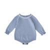 2025 Fall Infant Girl Cotton Lace Collar Long Sleeve Knitted Romper Bodysuit