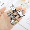 Adorable Animal Alloy Brooch Featuring Creative Rabbit And Hamster Designs For Students Fashionable