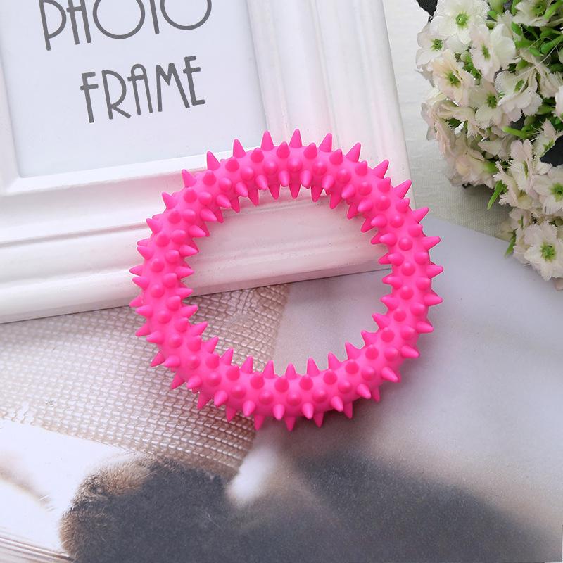 Soft Glue Dog Teething Toy Spiked Circle Teddy Teething Pet Toy