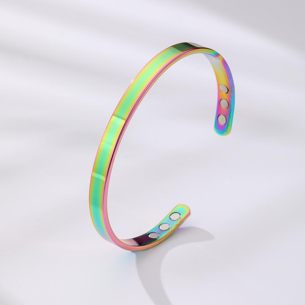 Titanium Steel Magnetic Bracelet Bangle for Men and Women, Copper Magnetic Bangle with Magnets, Adjustable Jewelry Gift