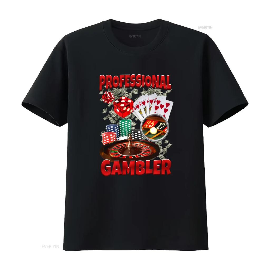 Professioneller Glücksspieler T-Shirt Lustiges Casino-Themen-Design Poker Würfel Chips Spielkarten Für Freund vintage Leicht