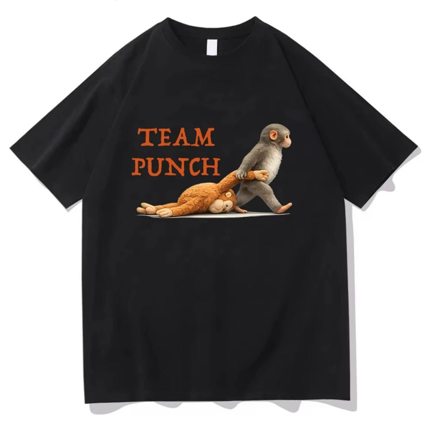 

Monkey Punch Graphic T Shirts Baby Monkey Holding Plush Toy Clothing Animal Lover Gift Cotton Tee Cute Cozy Unisex T-shirts Y2K S чёрный