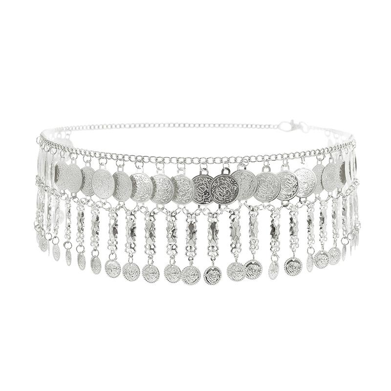 

Индийские монеты Цепочки на живот талию тело для женщин женские сплав длинная кисточка пояс для танцевального платья свадебная вечеринка ювелирные изделия as the picture