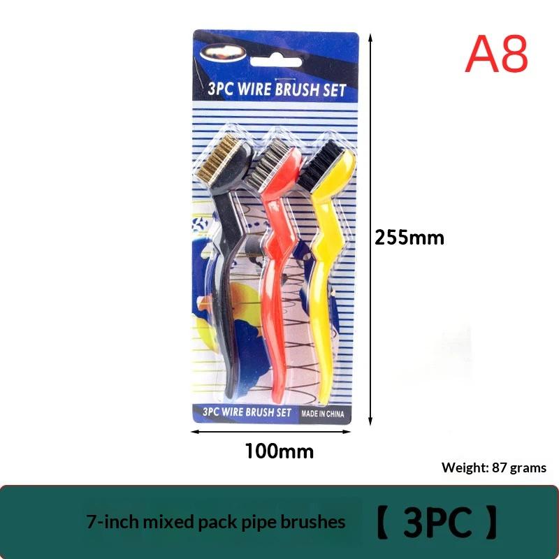 3Pcs Curved Handle Brush Kit Wire Brush Set For Cleaning Welding Slag And Rust Removal Industrial Scrubbing Brush