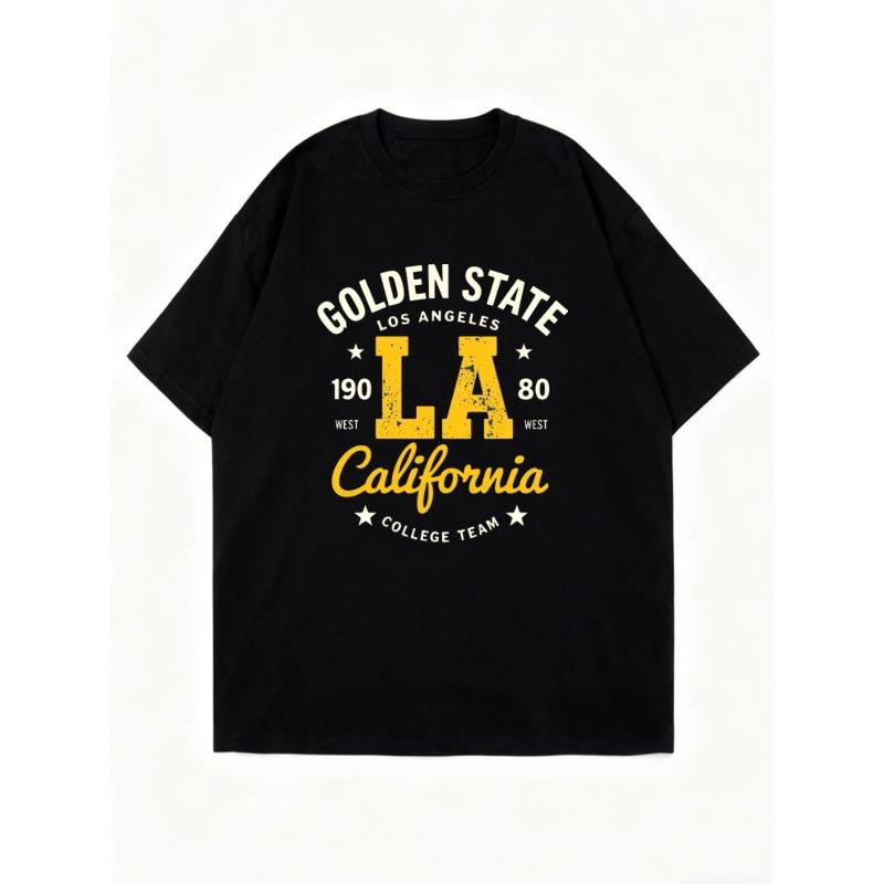 Oversized T Shirt Black Golden State Los Angeles La California College Team Print Casual Wear For Women Summer Outfit Streetwear Fashion Top