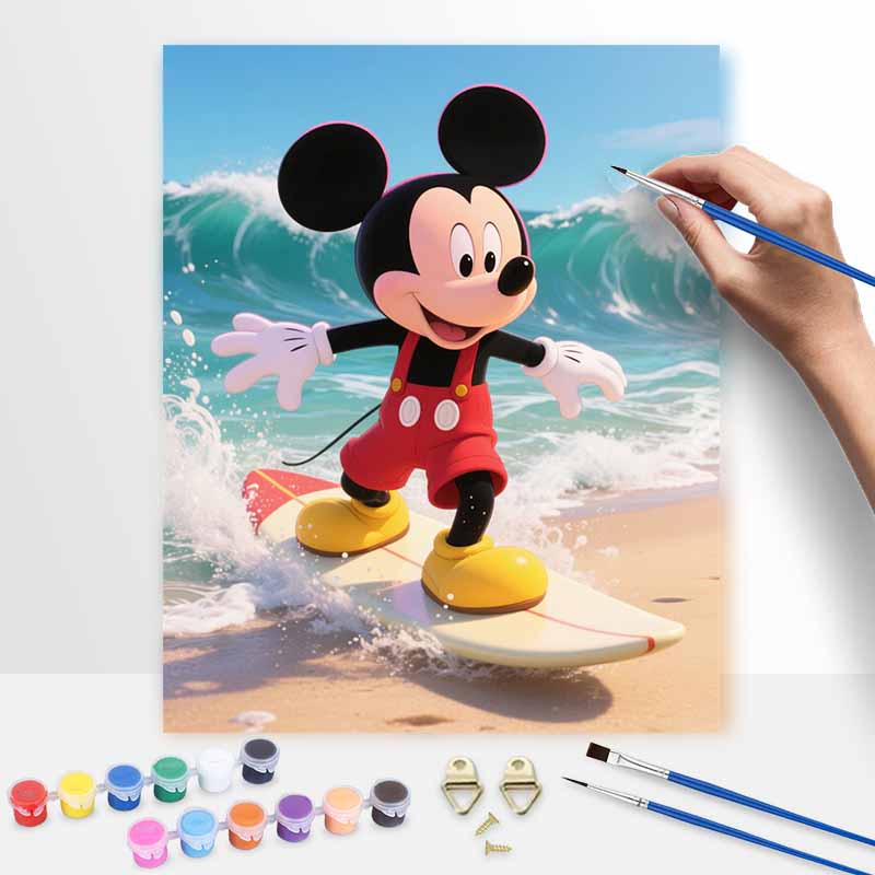 Disney Mickey Mouse Surfing Digital Oil Painting Hand Painting Kit Diy Home Decoration