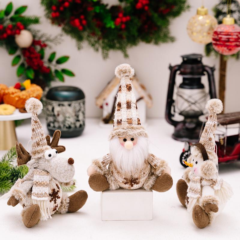 Style Unique European Knitted Christmas Decorations Including Snowman Reindeer And Elderly Figurines Ideal For Gifting Holiday