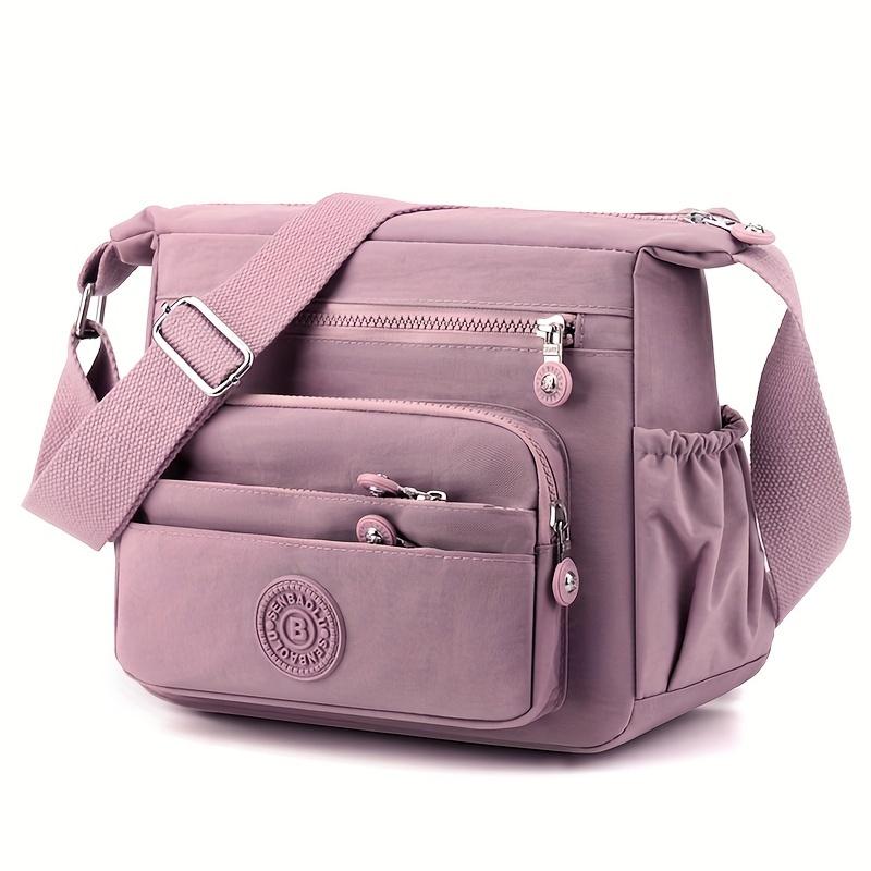 Borsa a Spalla Multifunzionale a Strati da Donna Grande Capacità Borsa a Tracolla da Viaggio per Mamma 26*11*21cm violetto