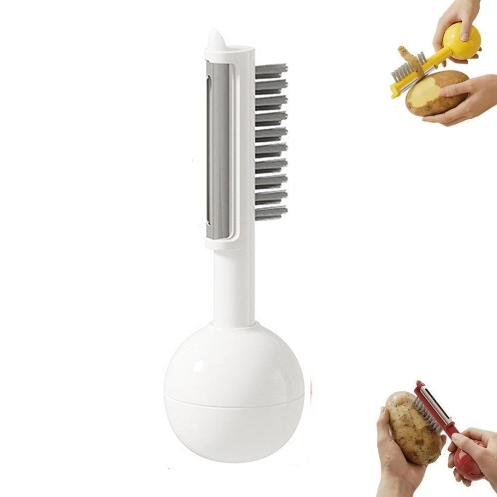 Portable 2-in-1 Vegetable Peeler Ergonomic with Cleaning Brush Fruit Peeler Tumbler Peeling Tool For Fruit and Vegetable белый