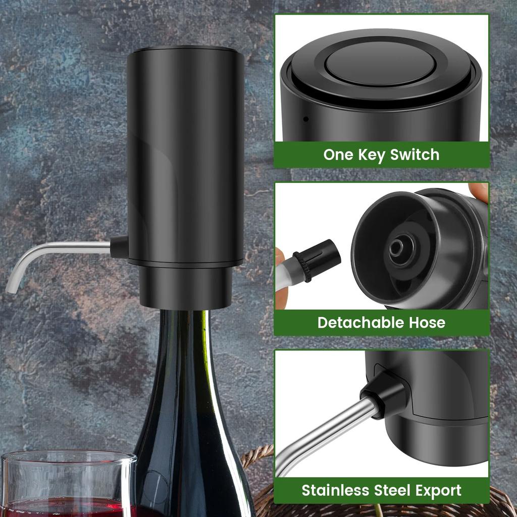 Electric Wine Aerator USB Rechargeable Wine Decanter Dispenser Automatic Wine Aerator Pourer One Touch Wine Decanter Aerator
