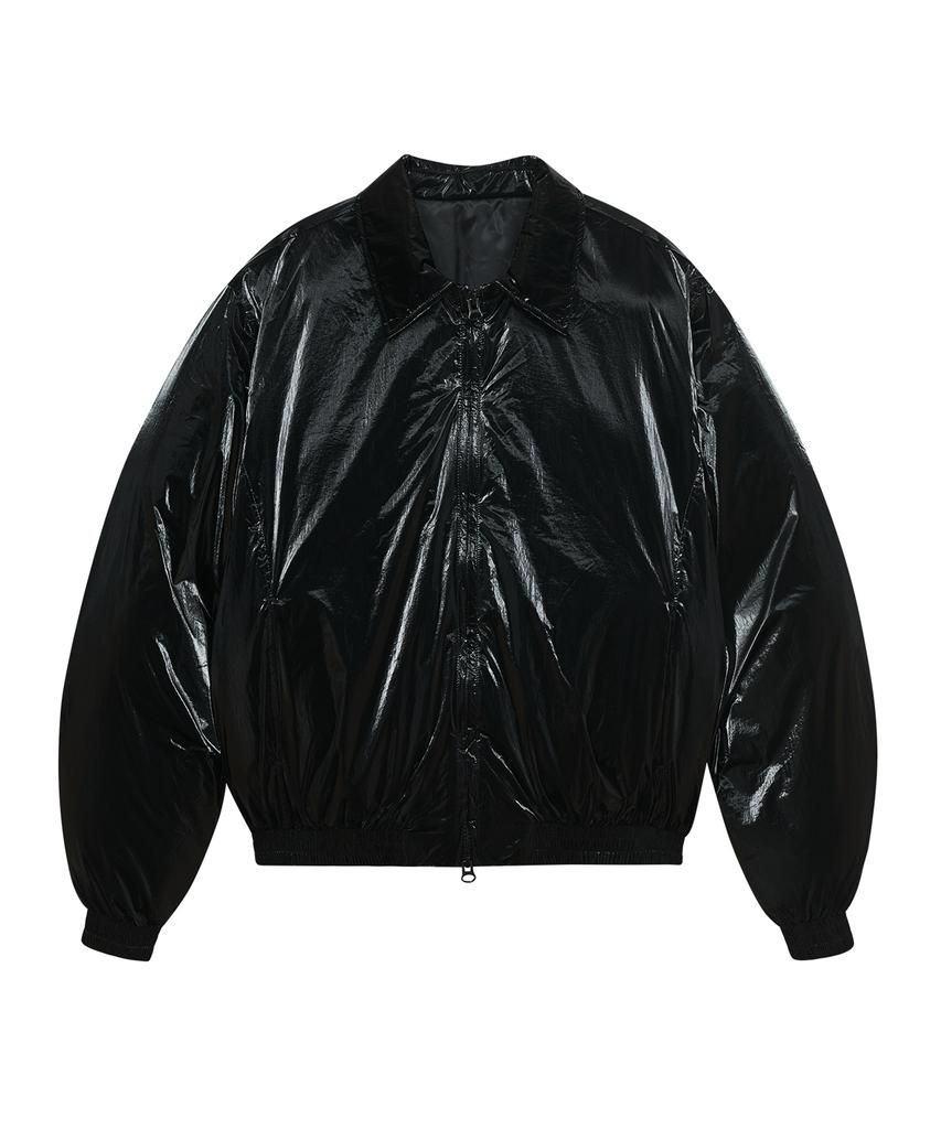 Ironyporno Whiteline 86-Iro340 Essential Balloon Glossy Collar Short Padded Jacket Black
